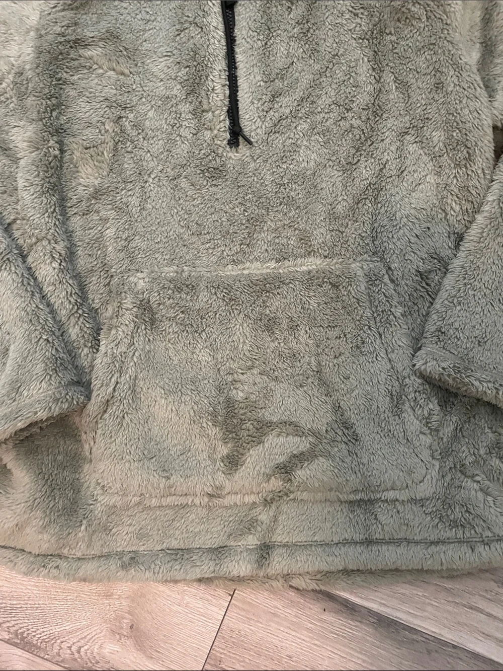 PINK Victoria's Secret Olive Green Sherpa Half-Zip Hoodie
